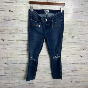 Paige Jane Zip Crop Jeans Dark Wash Blue Size 28